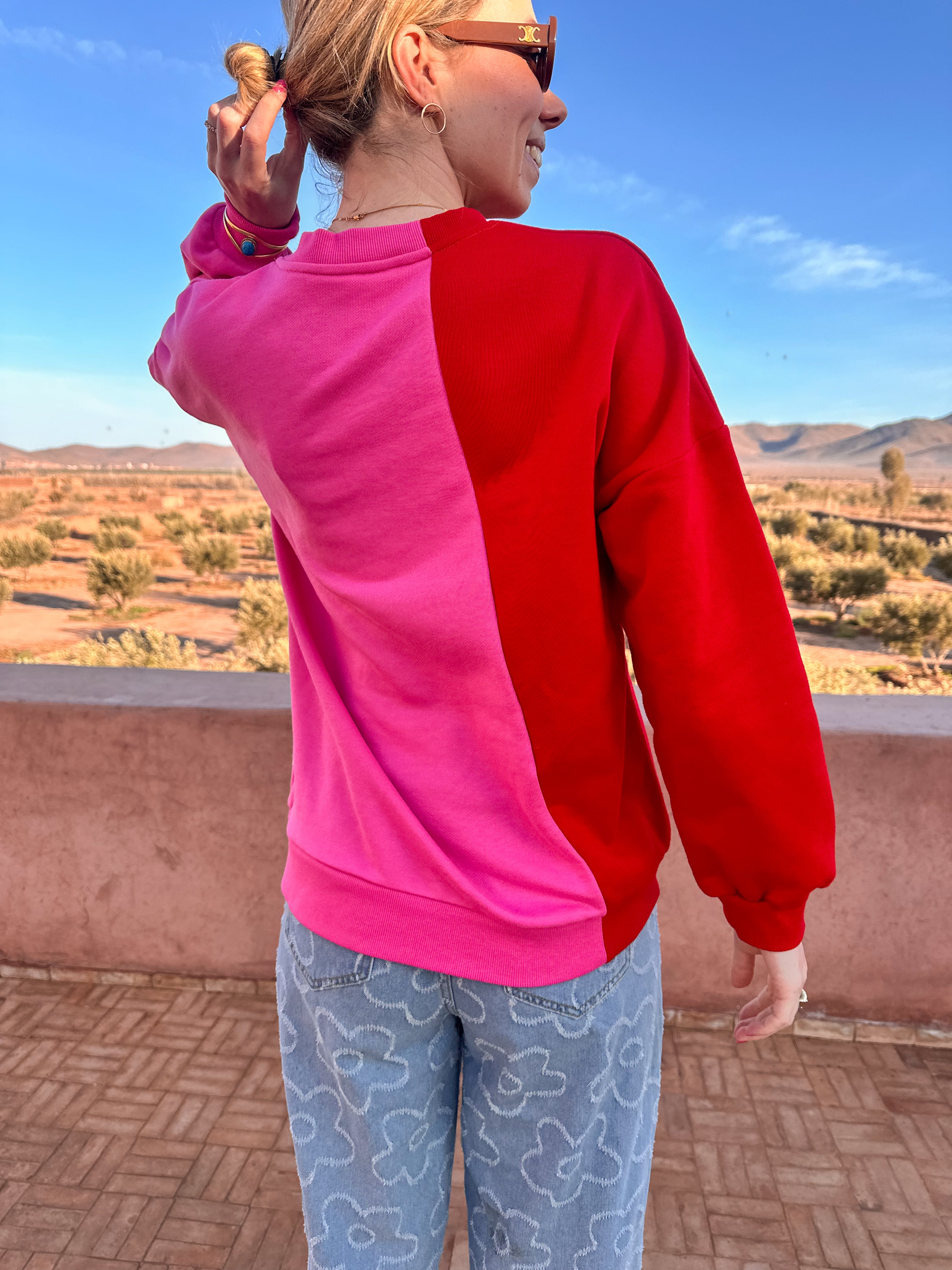 Strawberry sweater roze/rood