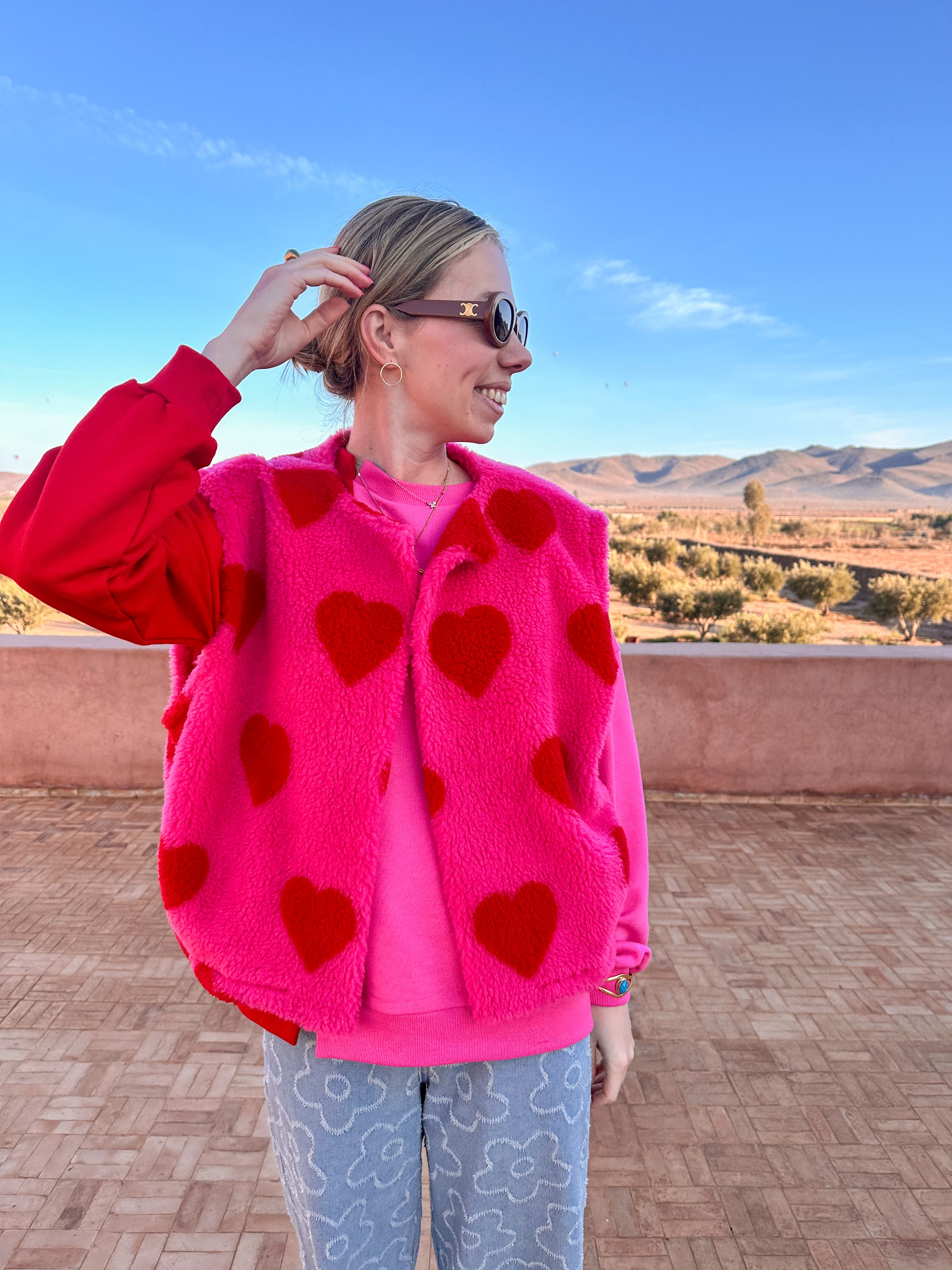 Strawberry sweater roze/rood